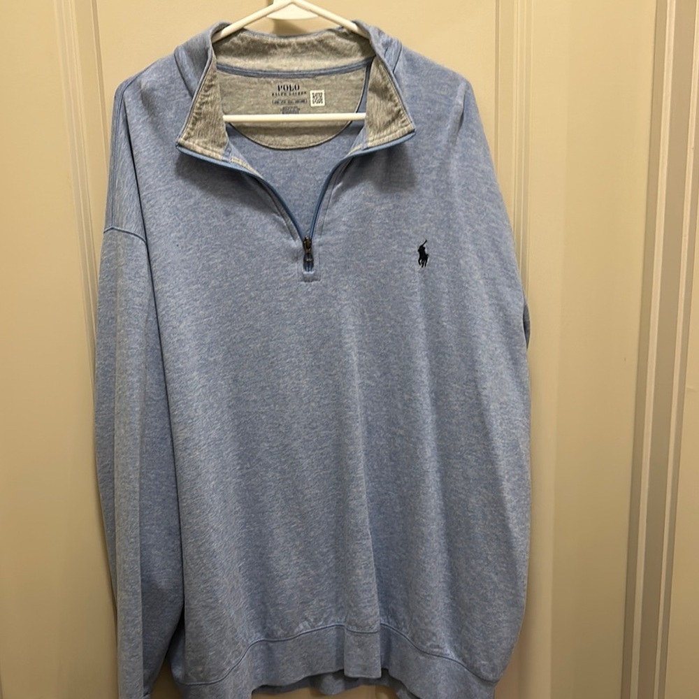 Polo by Ralph Lauren Blue Zip Up Sweater with Signature Logo